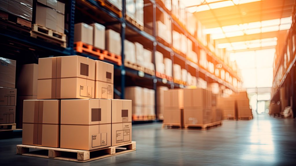 Entrepôt logistique équipé de solution de stockage à Lyon.